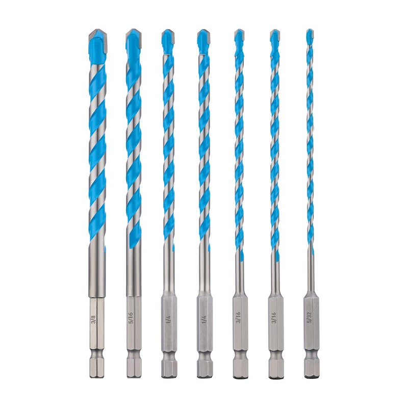 toolant Concrete Drill Bit Set Masonry Drill Bit Set Shockproof Hex Shank Drill Bit Set 7pcs for GlassBrickPlasticCementTile Industrial Strength Carbide Drill Bit Tip 53238 Box of 7
