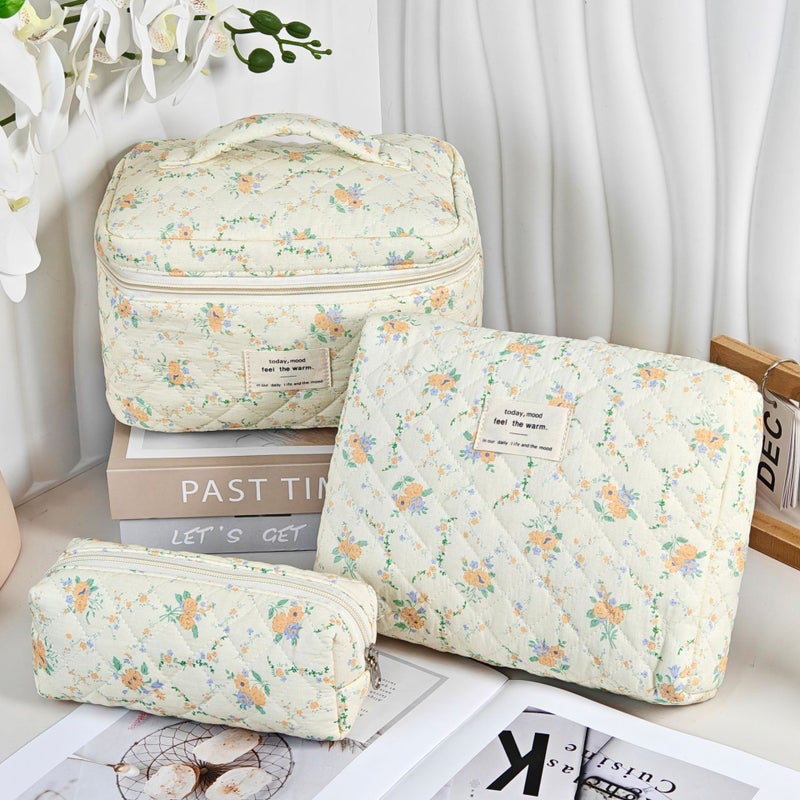 New Hand-Held Quilted Cotton Floral Cosmetic Bag Women'S Lipstick Cosmetic Storage Bag High-Value Floral Pencil Case - Image 2