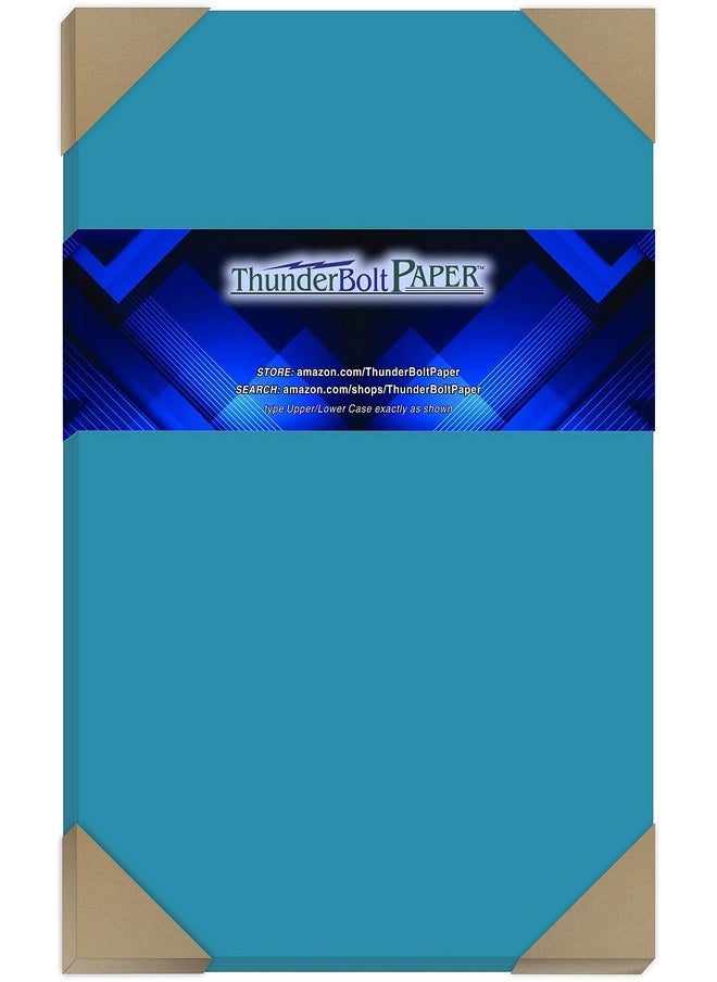 ThunderBolt Paper - 25 Bright Aqua Blue Cardstock 65Lb Cover Paper 8.5 X 14 Inches Legalmenu Size 65 Lb/Pound Light Weight Cardstock Quality Smooth Paper Surface - Image 1