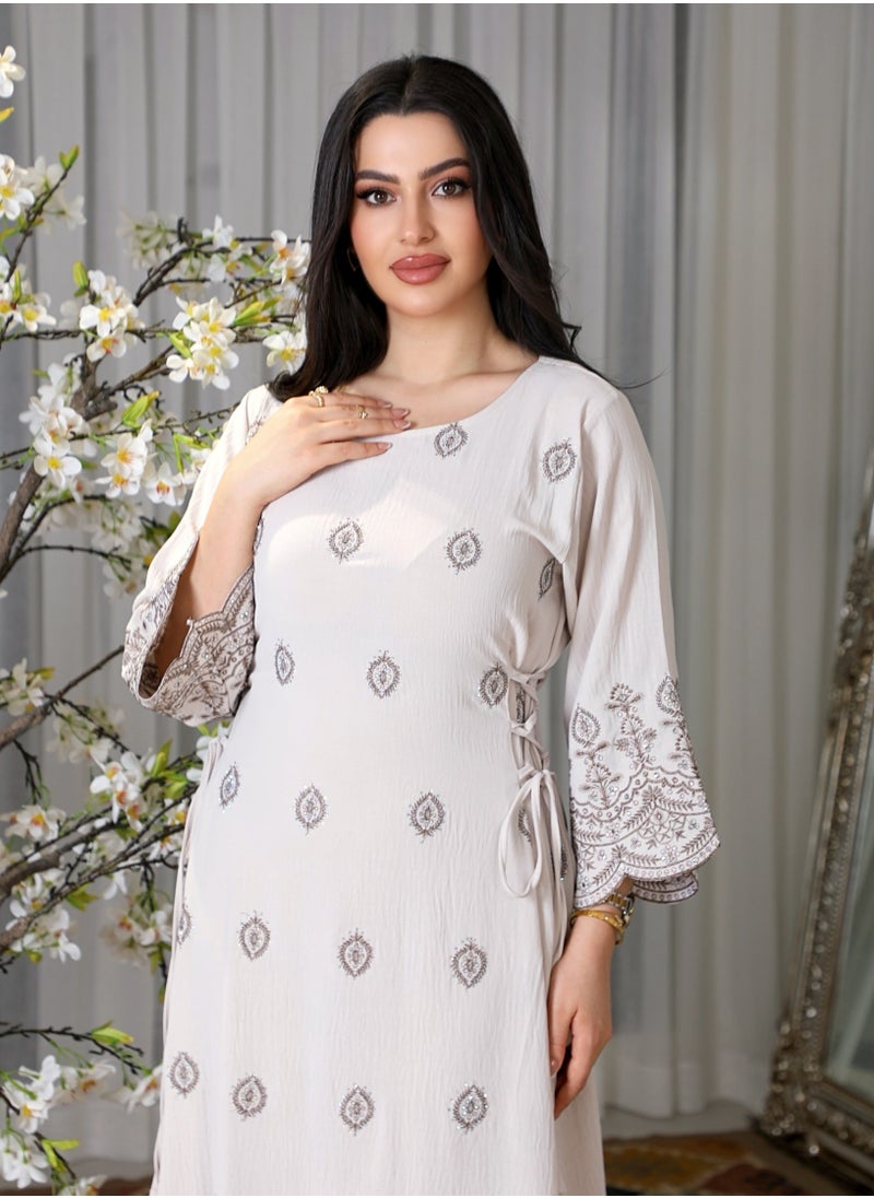 Bint Al Bilad Bintalbilad Saudi Summer Jalabiya for Women New Collection – Lightweight & Breathable Thobe, Abaya & Arabic Dresses for Eid, Weddings & Parties | Embroidered, Modern & Luxury Designs - 4370  - Image 2