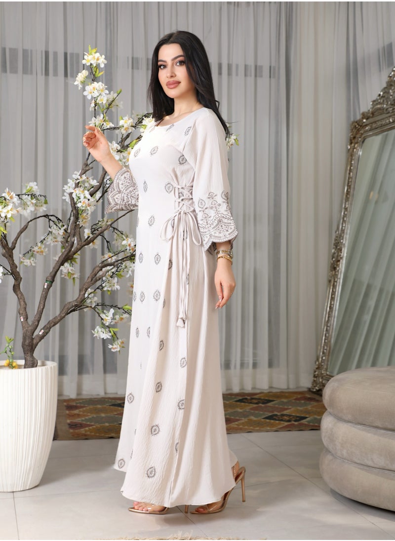 Bint Al Bilad Bintalbilad Saudi Summer Jalabiya for Women New Collection – Lightweight & Breathable Thobe, Abaya & Arabic Dresses for Eid, Weddings & Parties | Embroidered, Modern & Luxury Designs - 4370  - Image 5
