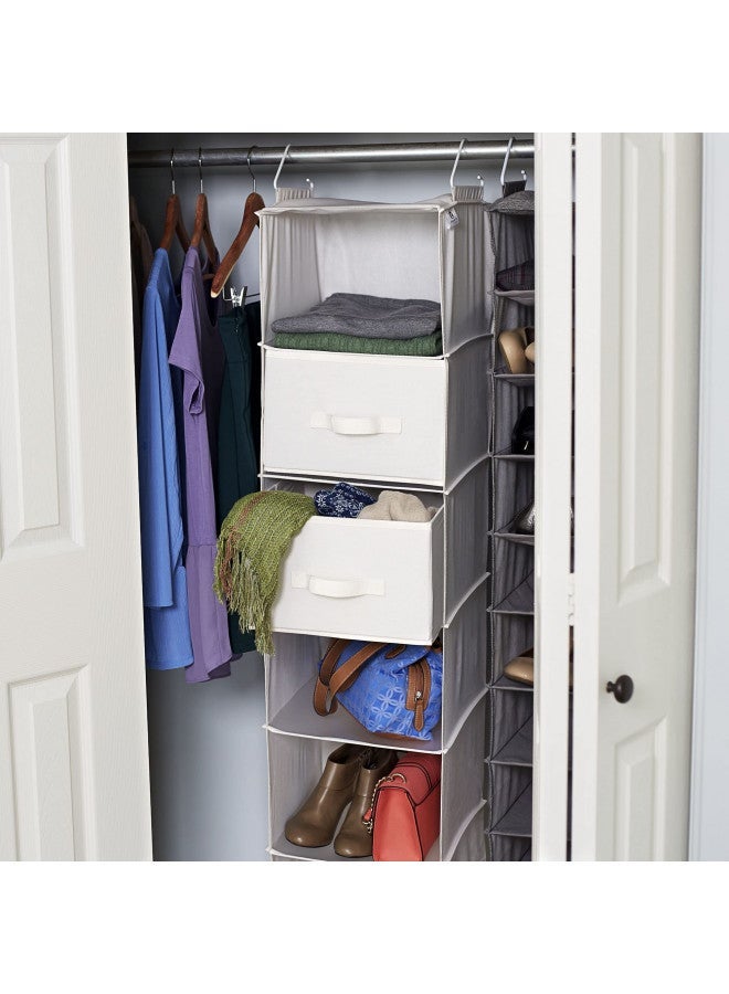Household Essentials 311306 Set of 2 Drawers for Hanging Shelf Closet Organizers | Natural Canvas Fabric Bin with Handle - Image 2