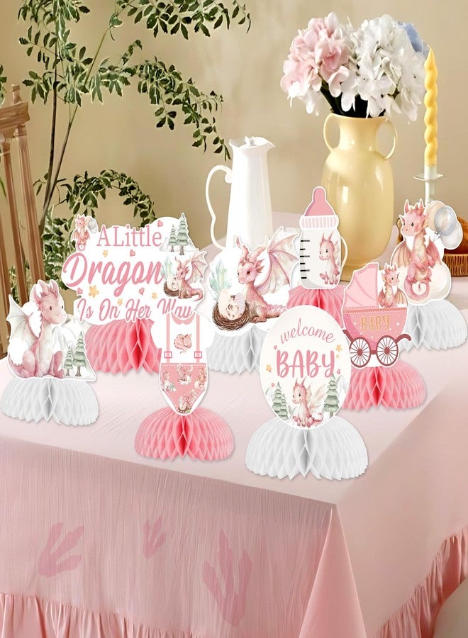 CORNER LACE 8pcs Dragon Theme Baby Shower Honeycomb Centerpieces Pink, A Little Dragon is on The Way Table Decorations for Girl, Welcome Baby Party Supplies Favors - Image 3