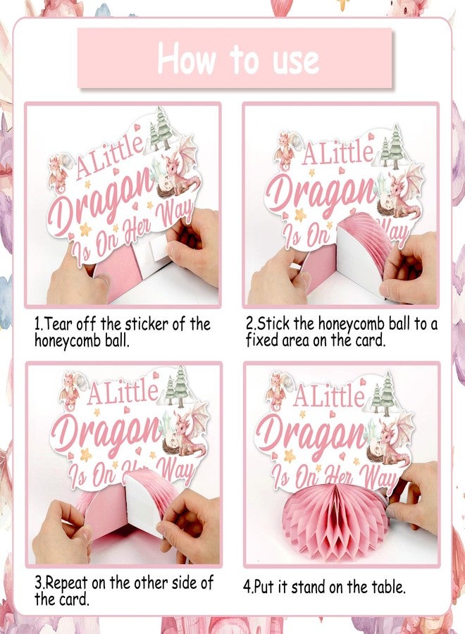 CORNER LACE 8pcs Dragon Theme Baby Shower Honeycomb Centerpieces Pink, A Little Dragon is on The Way Table Decorations for Girl, Welcome Baby Party Supplies Favors - Image 5