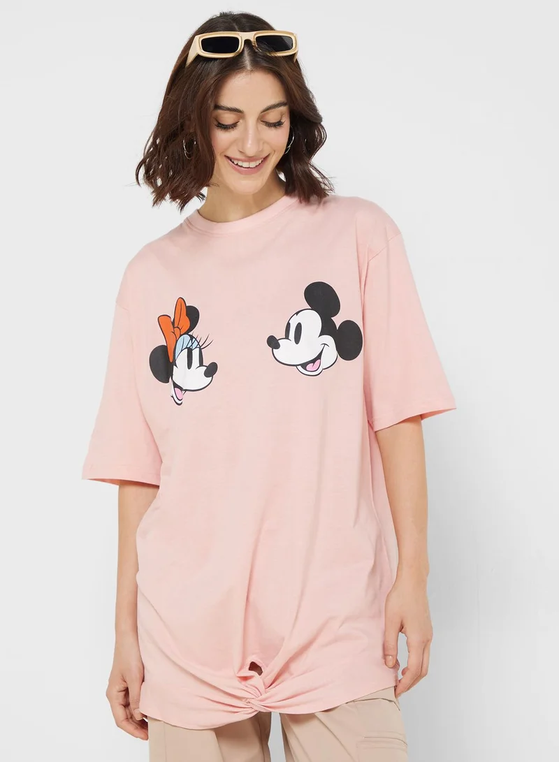 ديزني Mickey & Minnie Cropped Graphic T-Shirt