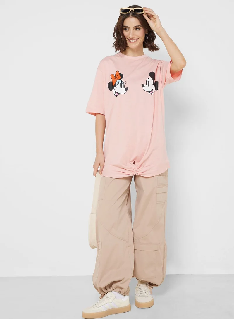 Disney Mickey & Minnie Cropped Graphic T-Shirt