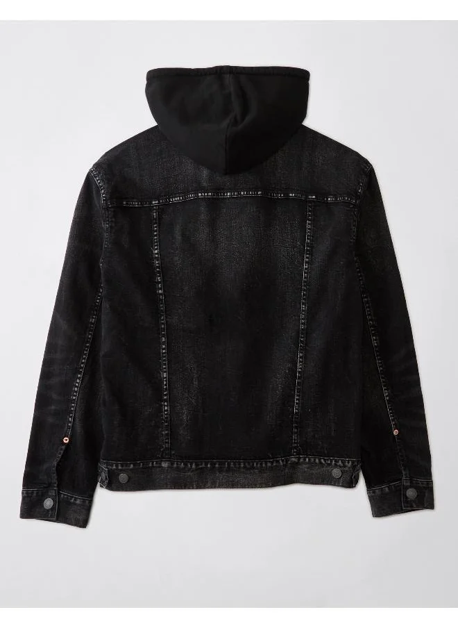 American Eagle AE Hooded Denim Trucker Jacket