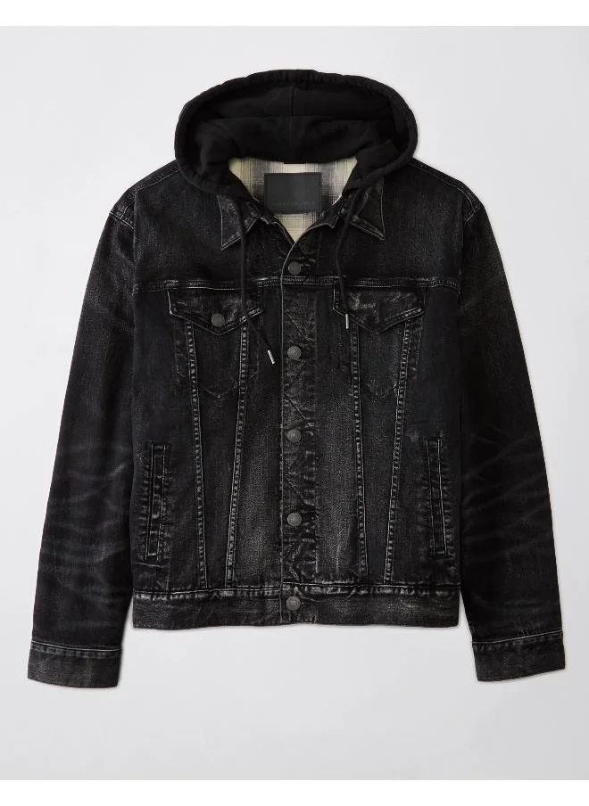 American Eagle AE Hooded Denim Trucker Jacket
