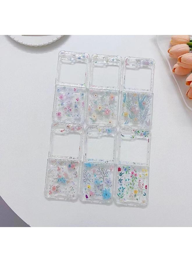 اس-توب جراب لهاتف Samsung Galaxy Z Flip5 جراب هاتف TPU من مادة إيبوكسي صغيرة منعشة ومزهرة - Image 3