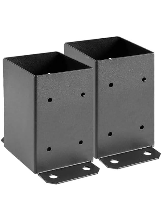 Arabest 4x4 Post Base 2 Pcs, Inner Size 3.6x3.6 Deck Post Base, Heavy Duty Powder-Coated Post Anchor Black Wood Post Brackets for Decking Porch Railing Support - Image 1