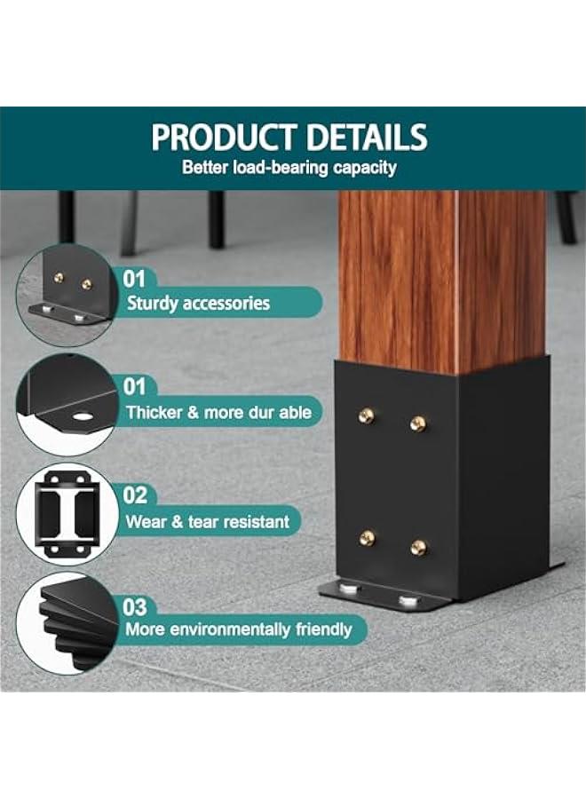 Arabest 4x4 Post Base 2 Pcs, Inner Size 3.6x3.6 Deck Post Base, Heavy Duty Powder-Coated Post Anchor Black Wood Post Brackets for Decking Porch Railing Support - Image 3