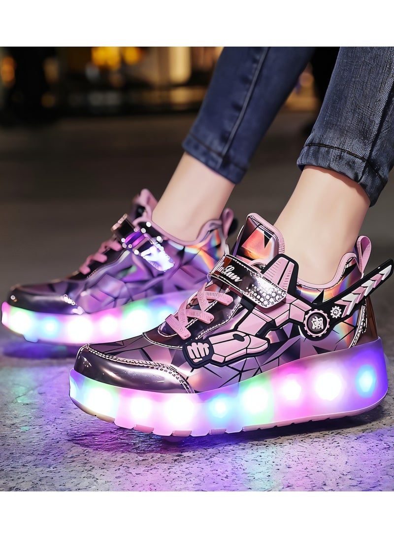 دراكسون أحذية رياضية رولر سكاتس للأطفال للبنات بعجلات تصبح أحذية رياضية مزودة بإضاءة LED كهدية للأطفال - Image 3