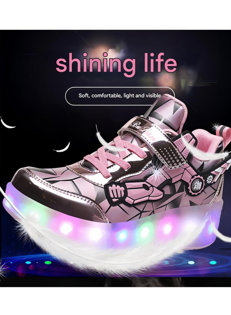دراكسون أحذية رياضية رولر سكاتس للأطفال للبنات بعجلات تصبح أحذية رياضية مزودة بإضاءة LED كهدية للأطفال - Image 4