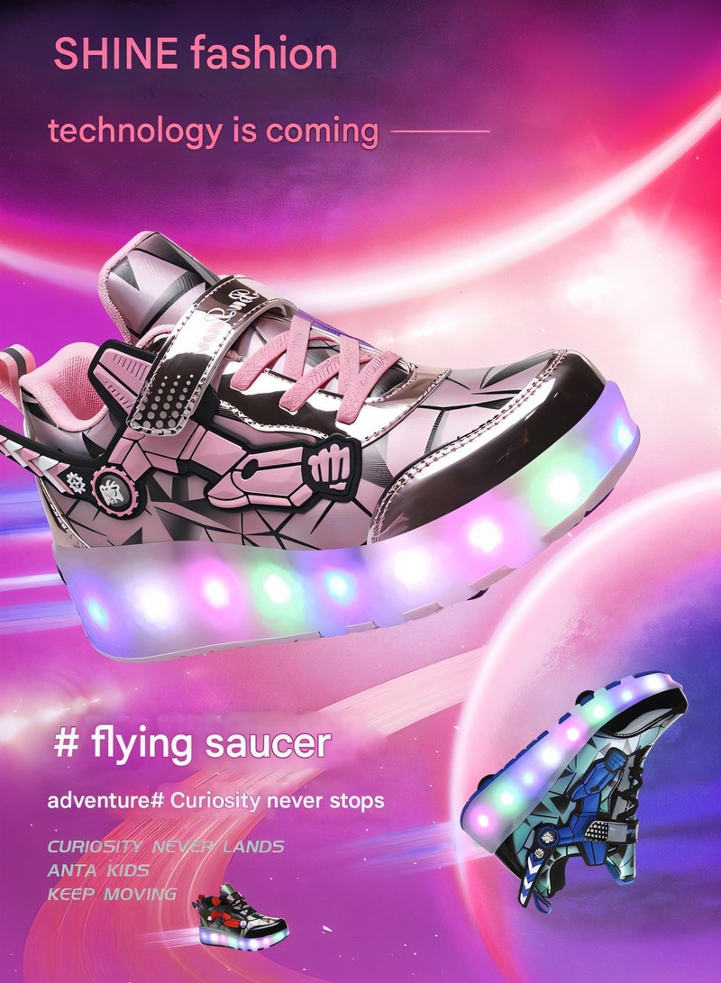 دراكسون أحذية رياضية رولر سكاتس للأطفال للبنات بعجلات تصبح أحذية رياضية مزودة بإضاءة LED كهدية للأطفال - Image 5