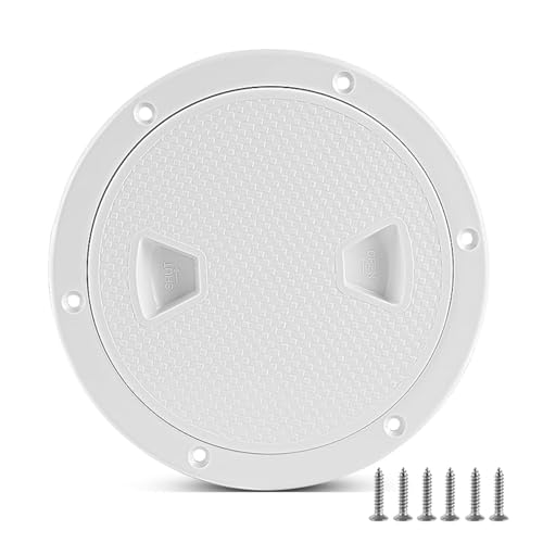 Xztrdi BoatReady White Round NonSlip Inspection Hatches Sizes 6 with Detachable Cover ABS Plastic Screw Out Access Hatch Cover for Kayak Yacht Marine Accessories - Image 1