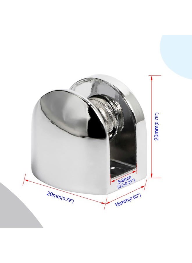 Aopin Glass Shelf Bracket, Adjustable Glass Clips Glass Clamp Brackets, Polished Finish Zinc Alloy, for 5-8 mm / 0.19-0.3 inch Thickness Wooden/Acrylic/Glass Shelf, Silver, 4 PCS - Image 2