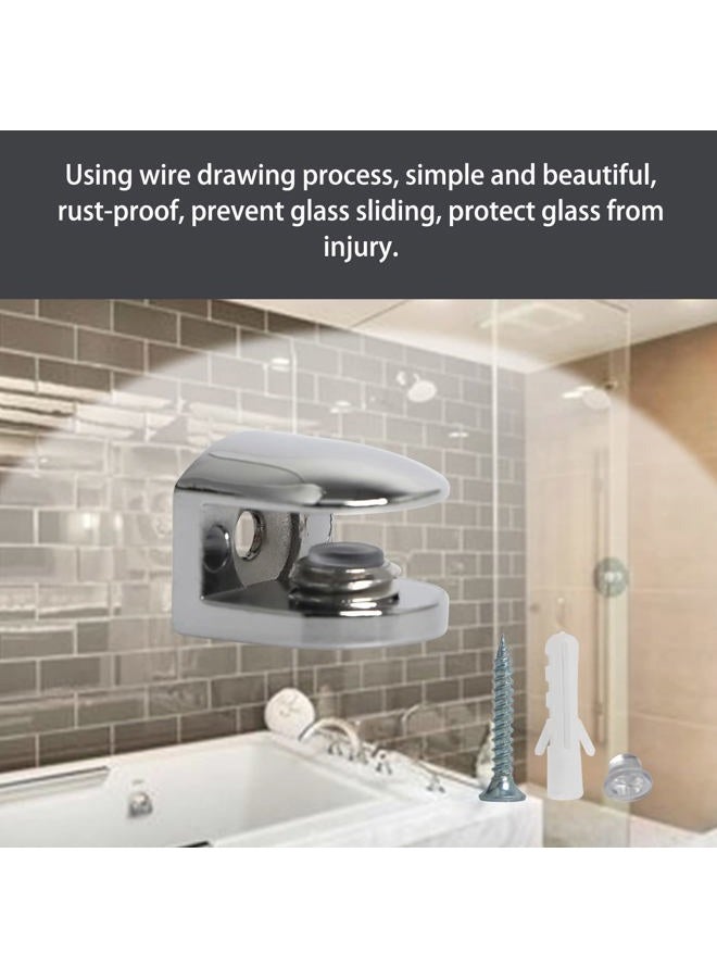 Aopin Glass Shelf Bracket, Adjustable Glass Clips Glass Clamp Brackets, Polished Finish Zinc Alloy, for 5-8 mm / 0.19-0.3 inch Thickness Wooden/Acrylic/Glass Shelf, Silver, 4 PCS - Image 4