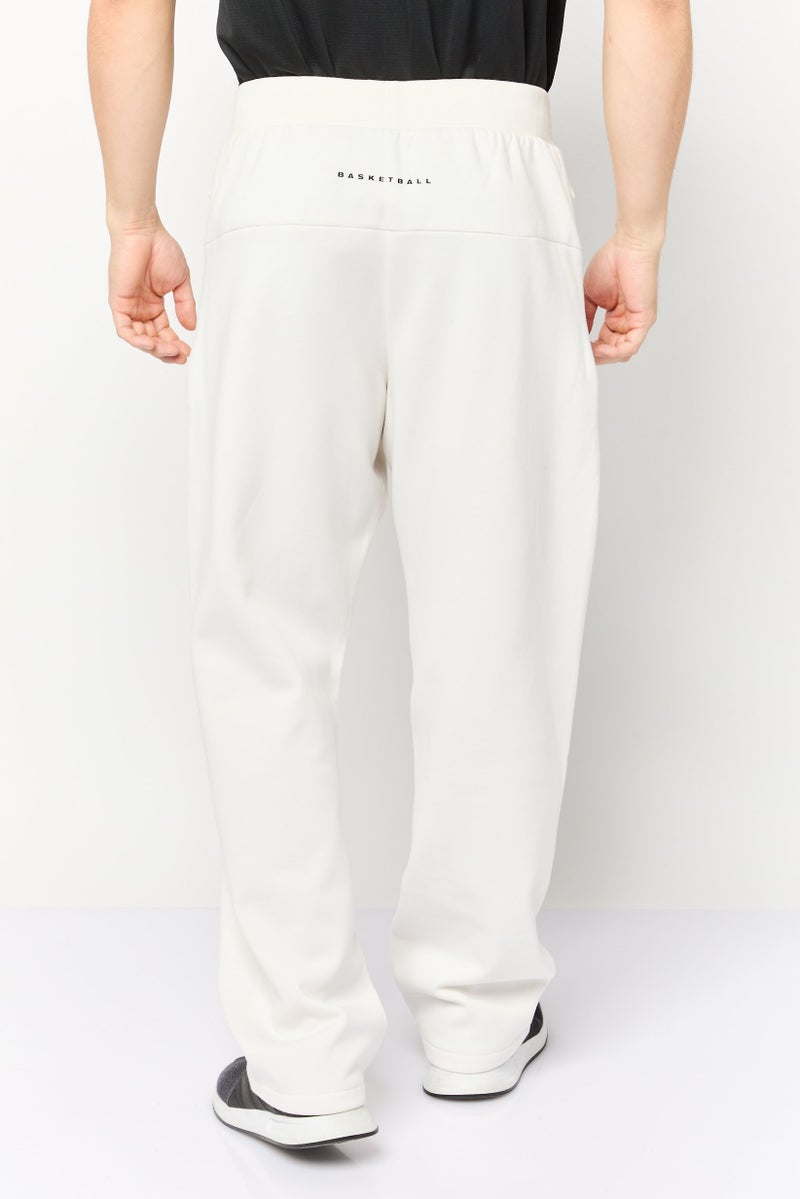 Adidas Men Sportswear Fit Basketball Sweatpants, Off White - Image 4