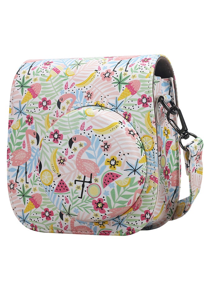 O Ozone - Case for Fujifilm Instax Mini 11/12 Case PU Leather Instant Camera Cover with Adjustable Strap - Flamingo Multi - Image 1