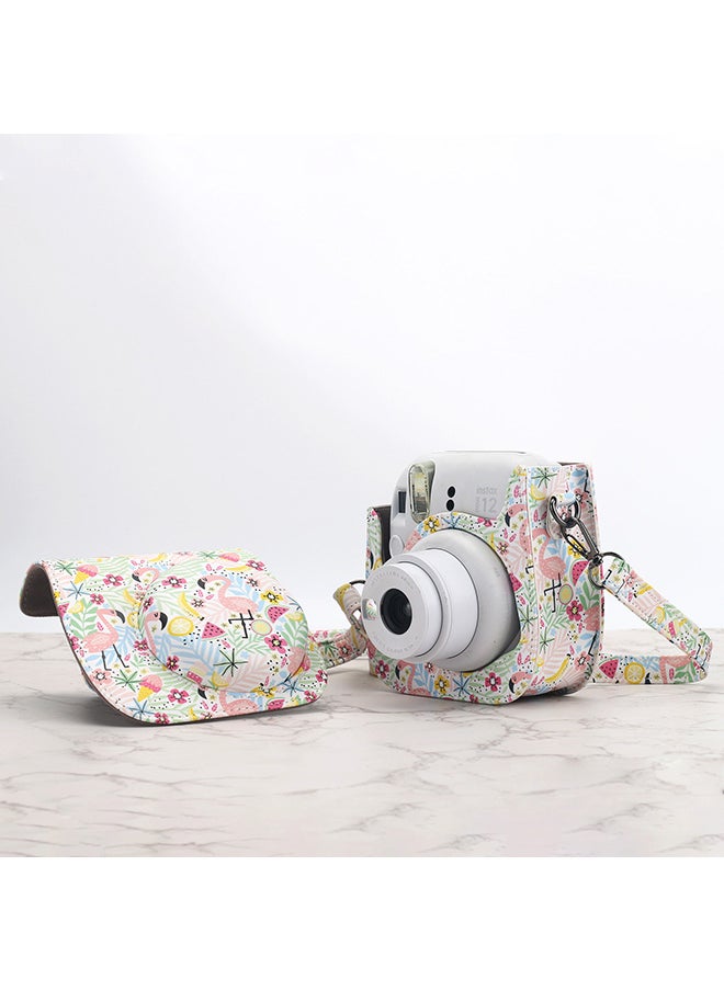 O Ozone - Case for Fujifilm Instax Mini 11/12 Case PU Leather Instant Camera Cover with Adjustable Strap - Flamingo Multi - Image 1