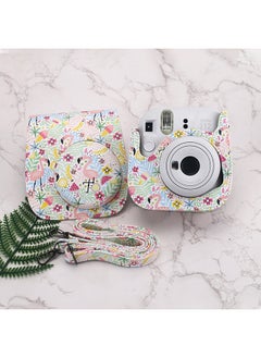O Ozone Case for Fujifilm Instax Mini 11/12 Case PU Leather Instant Camera Cover with Adjustable Strap - Flamingo Multi  - Image 2
