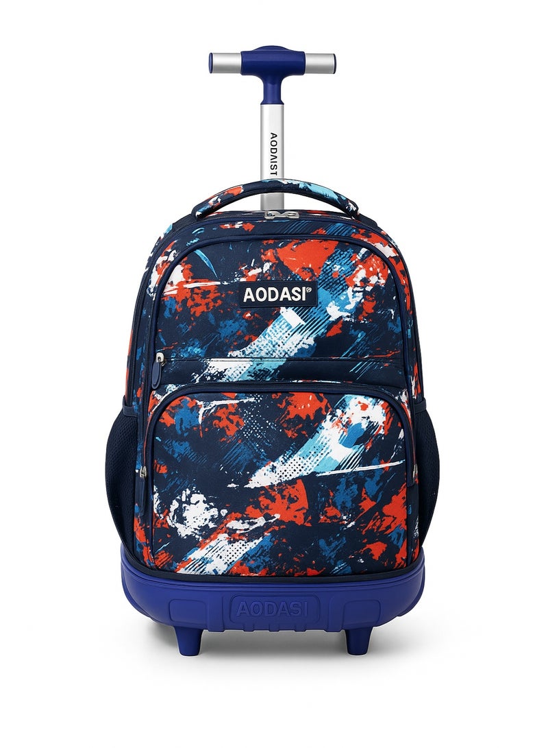 AODASI Trolley School Bag for Students – 18-Inch Multi-Functional Backpack with Wheels – Travel-Friendly Rolling School Bag for Boys & Girls - Image 1
