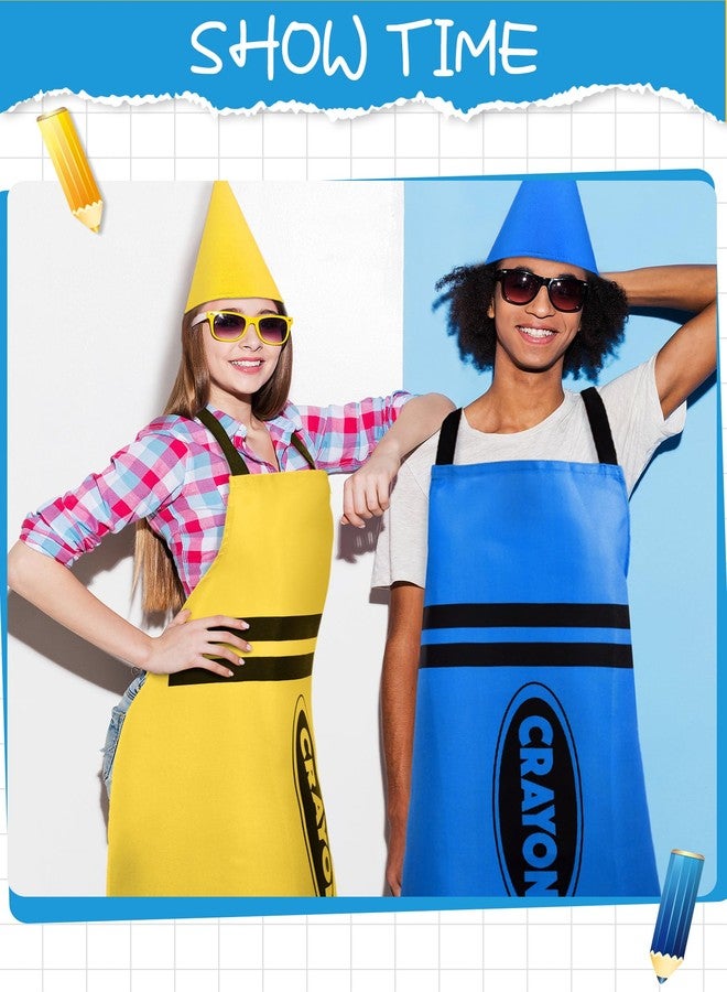 Funnysoft 4 Set Crayon Costume Color Crayon Apron and Funny Gnome Cone Hats Crayon Costume Set for Adults Family Halloween Costumes Fancy Dress Funny Outfit for Halloween Cosplay Dress up - Image 4