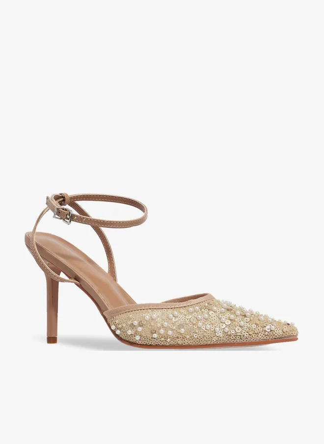 ELLA Embellished Beaded Detail High Heel Pumps