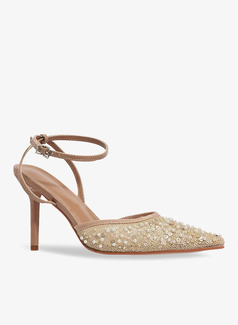 ELLA Embellished Beaded Detail High Heel Pumps