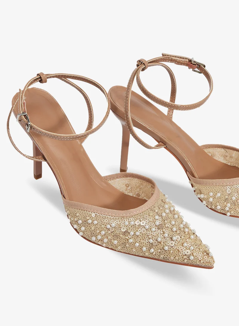 ELLA  Embellished Beaded Detail High Heel Pumps for Women | Best Price UAE