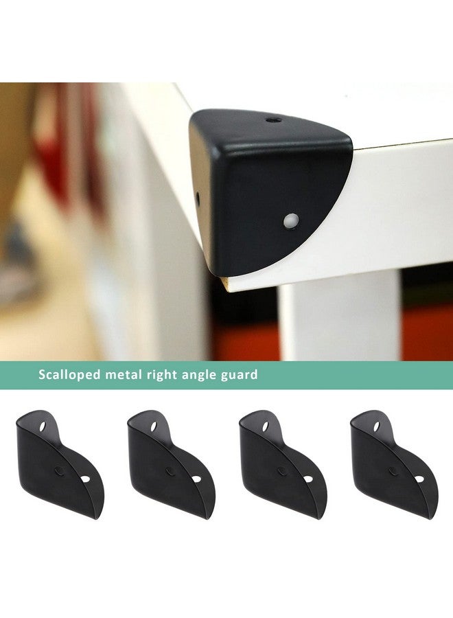 Create idea Create idea 8PCS 39mm Corner Angle Brace Protectors Scalloped Metal Right Angle Corner Guards for Wooden Box Desk Chest Case Flightcase Black  - Image 1