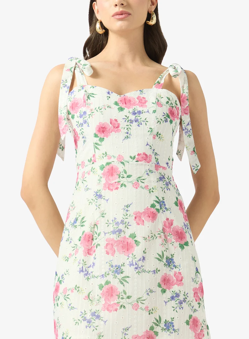 FYOR  Floral Tie Strap Midi Dress for Women | Best Price UAE