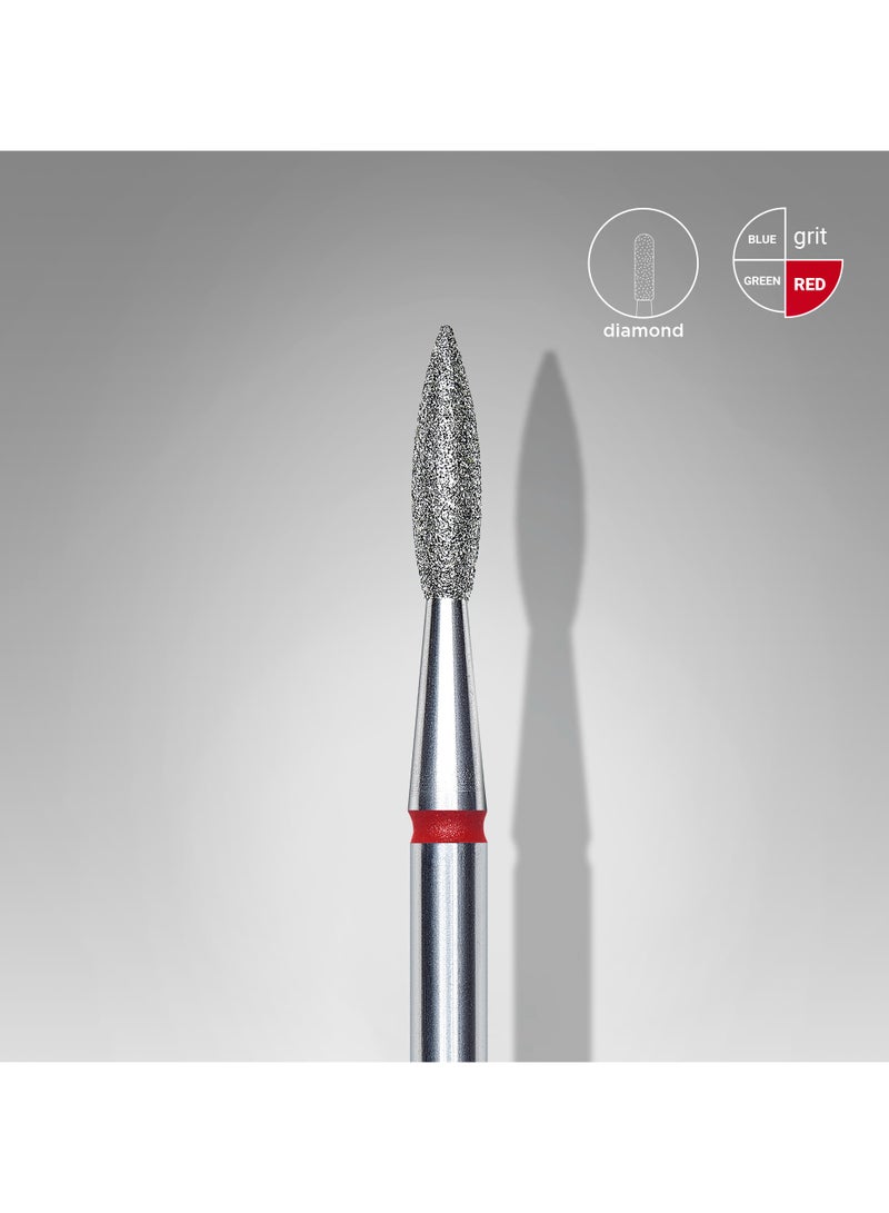 STALEKS PRO 10 Pieces - Diamond Nail Drill Bit Pointed Flame Red | EXPERT head diameter 2.1 mm / working part 8 mm - Image 1