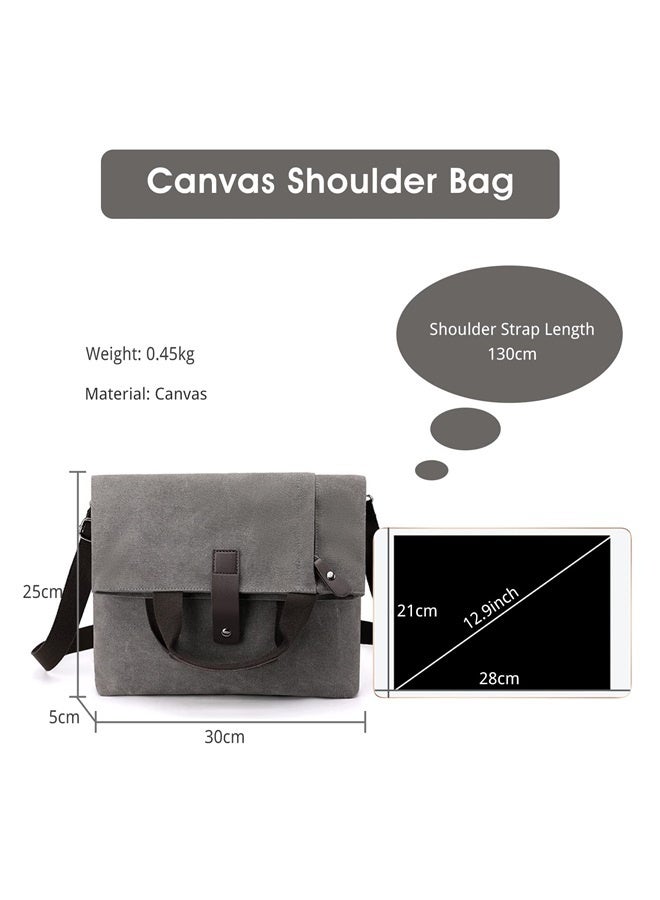 Canvas Shoulder Bag Men's Handbag-gray  - Image 2