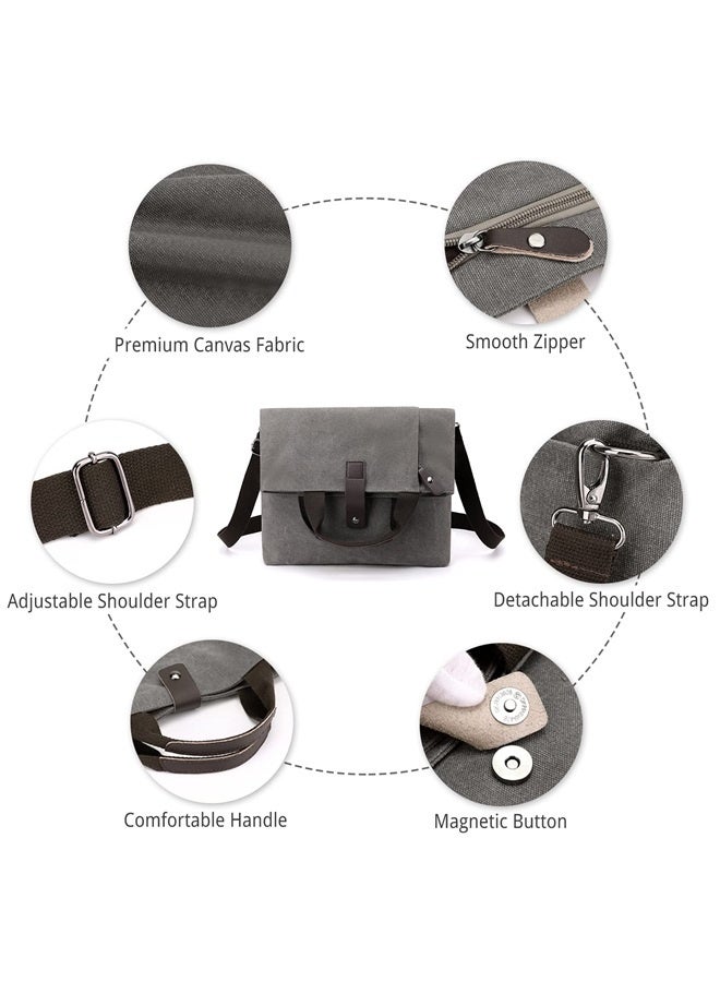 Canvas Shoulder Bag Men's Handbag-gray  - Image 3