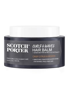 scotch porter Scotch Porter Curls & Waves Smoothing Hair Balm for Men | Instantly Controls, Moisturizes, Defines & Adds Shine | Free of Parabens, Sulfates & Silicones | Vegan | 3.4oz  - Image 1