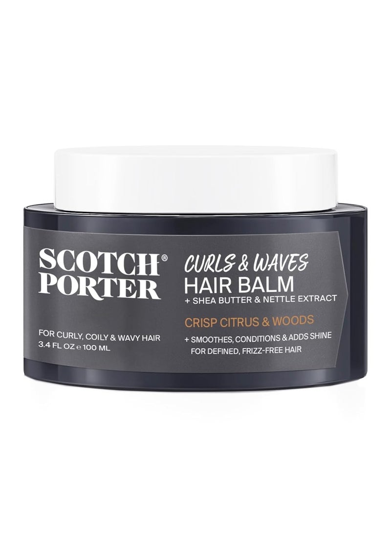 scotch porter Scotch Porter Curls & Waves Smoothing Hair Balm for Men | Instantly Controls, Moisturizes, Defines & Adds Shine | Free of Parabens, Sulfates & Silicones | Vegan | 3.4oz  - Image 1