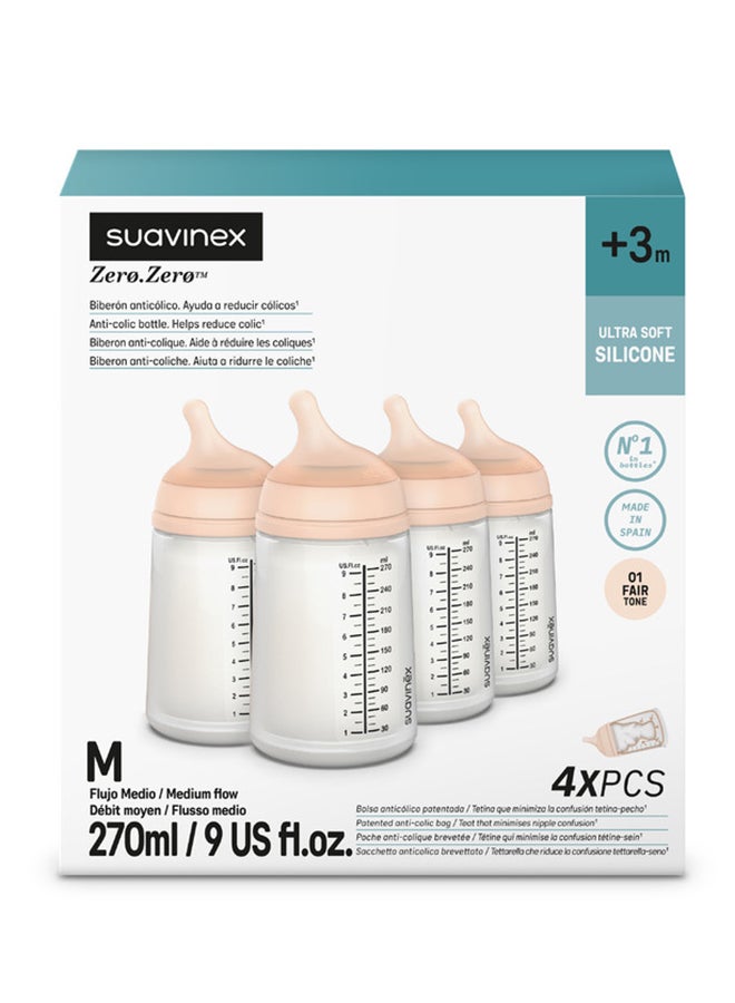 SUAVINEX Zero Zero Anti Colic Baby Feeding Bottle, No 1 Spanish Baby Feeding Bottle Brand, Perfect For Breastfeeding Babies 270Ml x4 Set Of 4 - Fair - Image 2