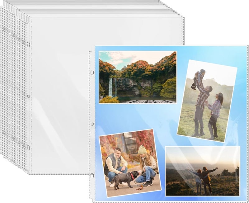 zandfelo 100 Sheets Plastic Page Protectors, Scrapbook Page Protectors, Craft Paper Protective Sleeves, Plastic Storage Pockets for Photo Scrapbook Binder Album - Image 1