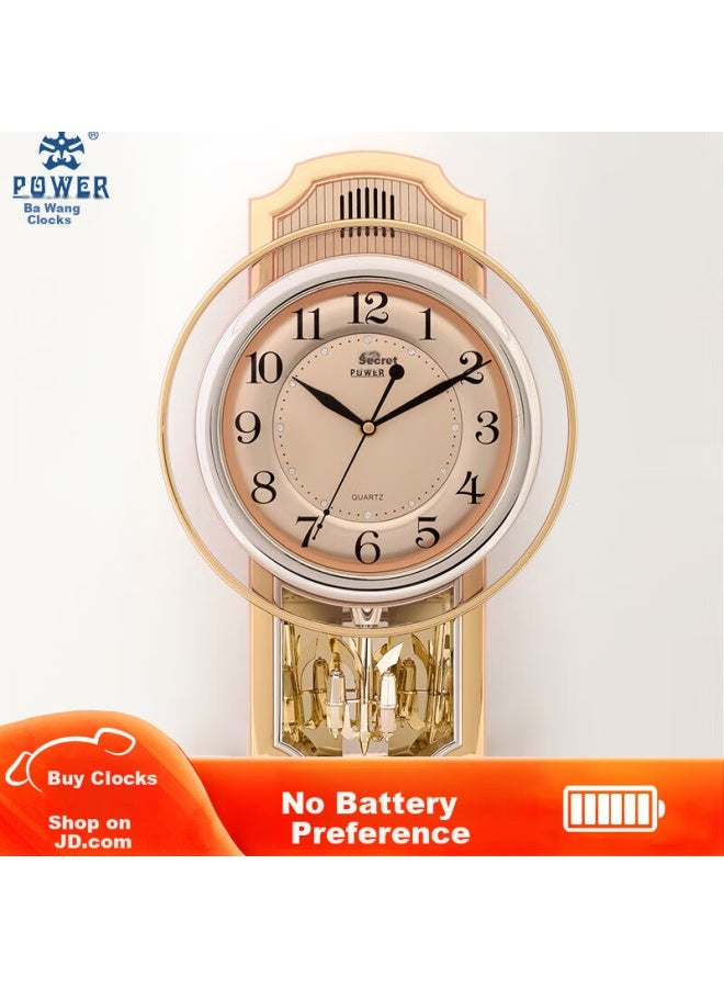 Power Ba Living Room Clock Hourly Music Chime Wall Clock Luxury Quartz Clock 43cm 6773armks - Image 1