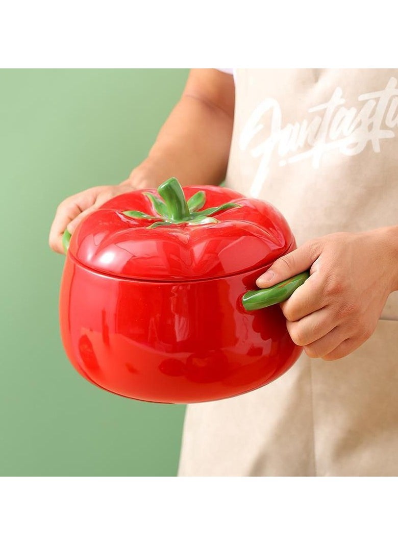 Generic - Porcelain pot with tomato-shaped lid (14 cm) - Image 1