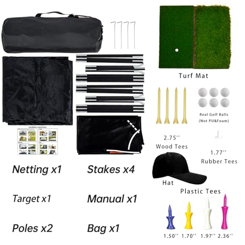 ANDGOAL Golf Net Practice Hitting Driving Range - Quiet Impact Heavy Duty Training Cage with Triple-Turf Mat for Backyard Garage Indoor Outdoor - Gifts for Men Beginners - Image 4