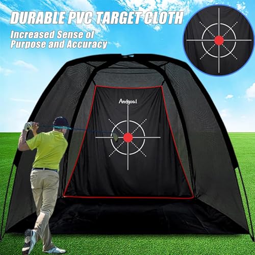 ANDGOAL Golf Net Practice Hitting Driving Range - Quiet Impact Heavy Duty Training Cage with Triple-Turf Mat for Backyard Garage Indoor Outdoor - Gifts for Men Beginners - Image 5