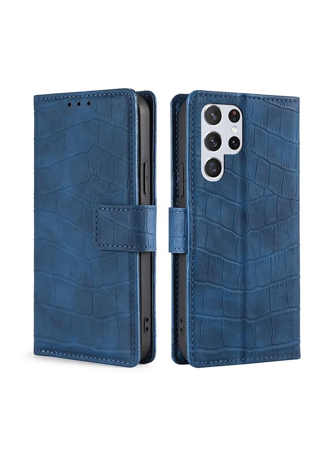 اس-توب جراب لهاتف Samsung Galaxy S22 Ultra 5G بملمس جلد التمساح مع مشبك مغناطيسي وغطاء قلاب أفقي من البولي يوريثان مع حامل وفتحات للبطاقات ومحفظة - Image 1