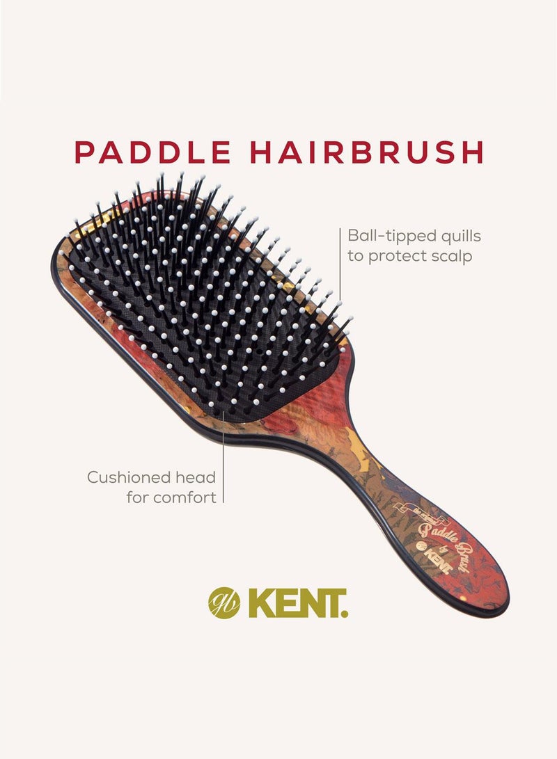 KENT LPB1 Large Cushioned Paddle Brush for Smoothing, Straightening and Detangling - Ball-Tipped Quills and Air-Cushioned Head for Scalp Protection - Medium to Long Hair -Floral Design - Image 4