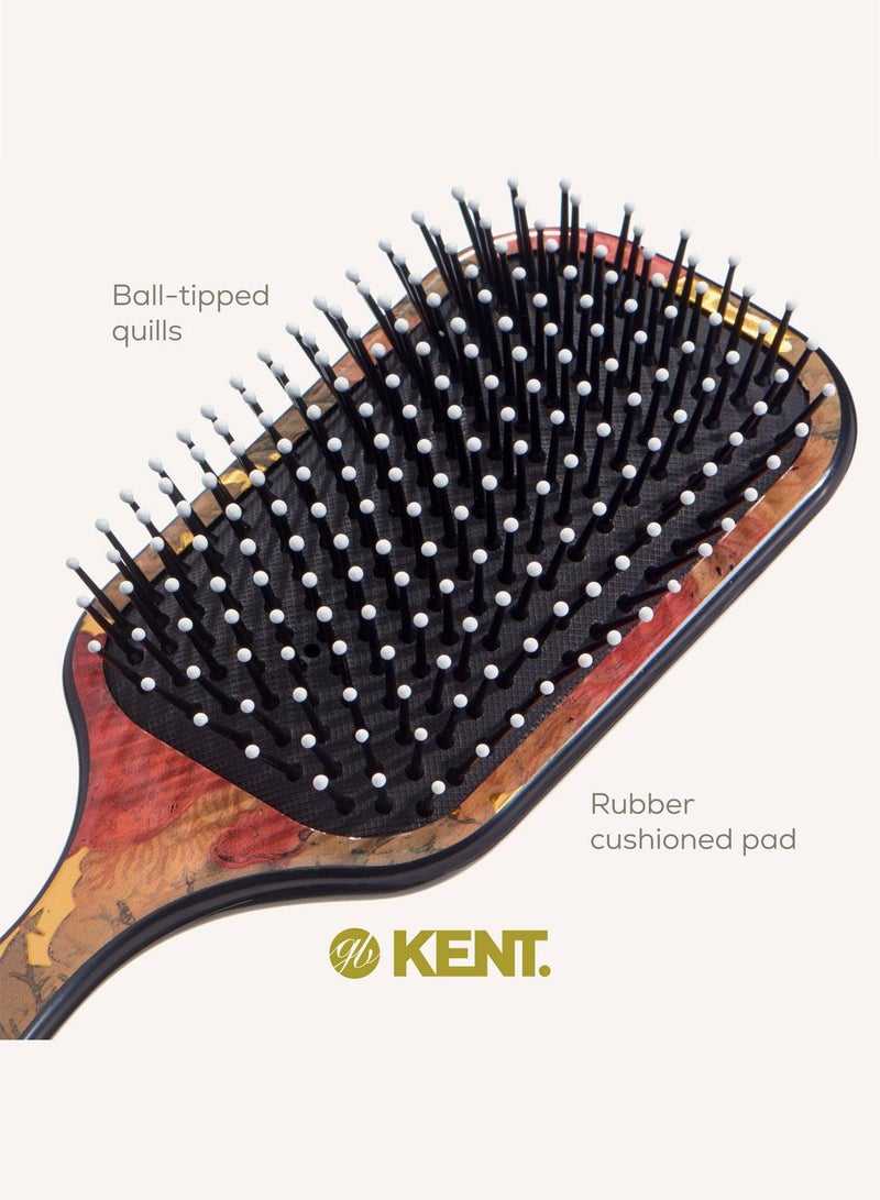 KENT LPB1 Large Cushioned Paddle Brush for Smoothing, Straightening and Detangling - Ball-Tipped Quills and Air-Cushioned Head for Scalp Protection - Medium to Long Hair -Floral Design - Image 5