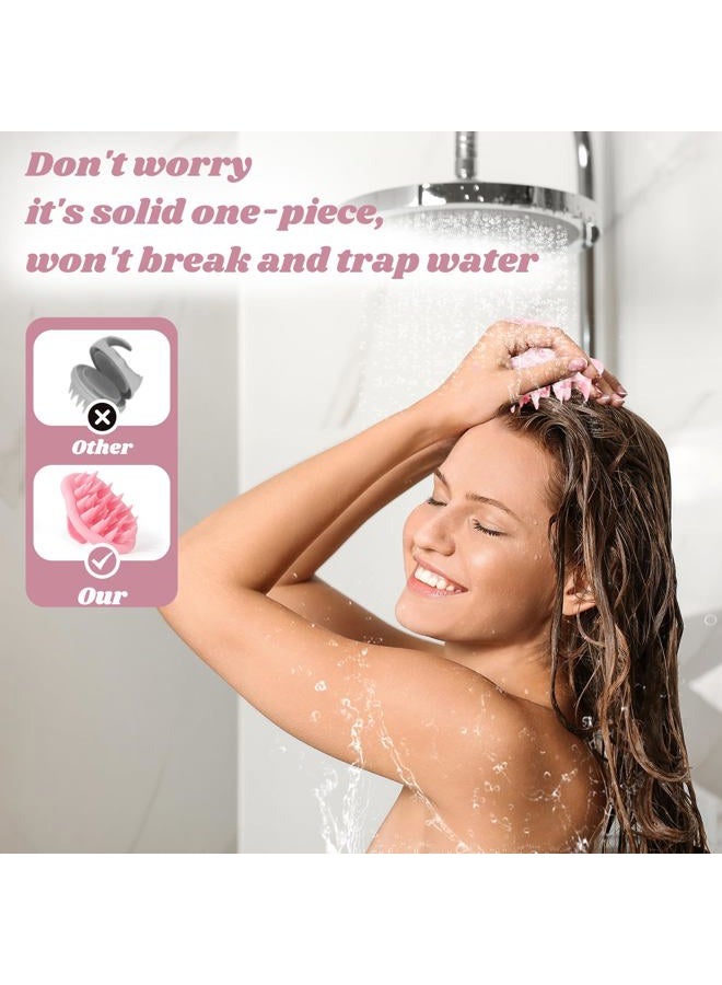 URTHEONE Scalp Massager Shampoo Brush for Hair Growth,Soft Silicone Scalp Scrubber Shower Brush for Women Men Kids Stress Relax&Scalp Exfoliator,Scalp Scrubber for Dandruff Removal (Pink) - Image 4