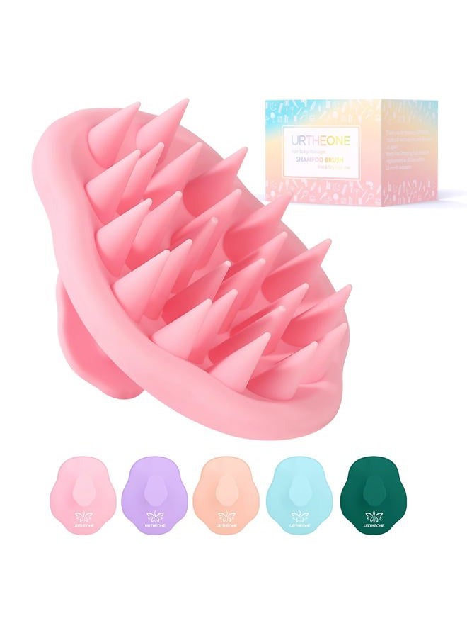 URTHEONE Scalp Massager Shampoo Brush for Hair Growth,Soft Silicone Scalp Scrubber Shower Brush for Women Men Kids Stress Relax&Scalp Exfoliator,Scalp Scrubber for Dandruff Removal (Pink) - Image 1
