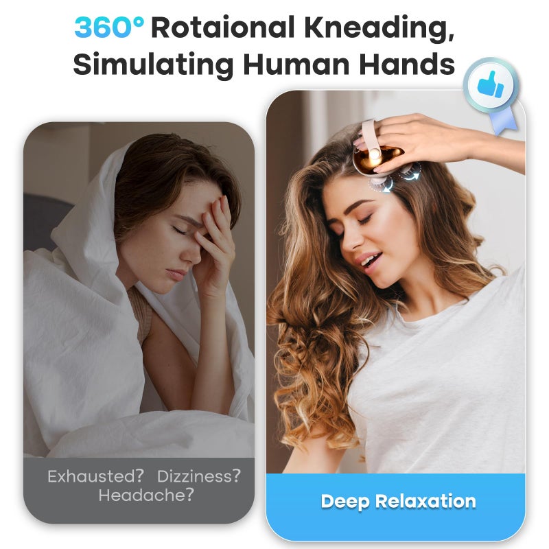 arboleaf Electric Scalp Massager Head Massager Scalp Stress Relax, 5 in 1 Kneading 128 Massage Nodes, Waterproof Hair Massage with 8 Removable Claws Cat Scratcher - Image 2