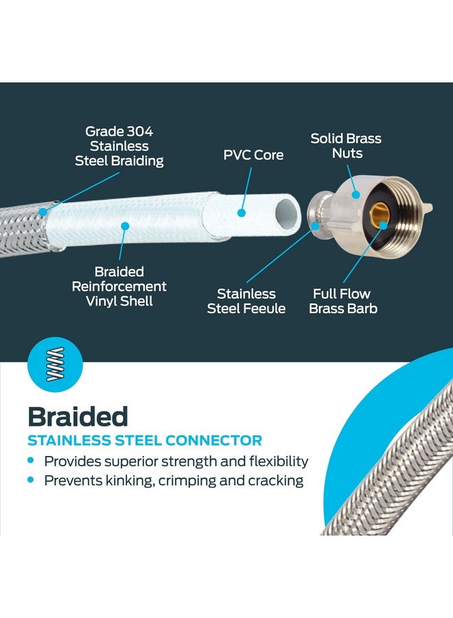 إيست مان موصل مرحاض مرن من إيستمان، مقاس 16 بوصة، حنفية كروية 7/8 بوصة × ضغط 3/8 بوصة، خرطوم مضفر من الفولاذ المقاوم للصدأ، 48089 - Image 4